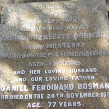BOSMAN Daniel Ferdinand -1956 &amp; Maria Rozalette MOSTERT -1949