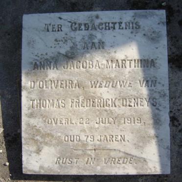 DENEYS Anna Jacoba Marthina nee D'OLIVEIRA -1919