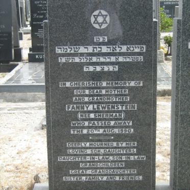 LEWENSTEIN Fanny nee SHERMAN -1990