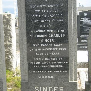 SINGER Solomon Charles -1959