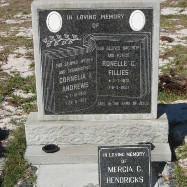 ANDREWS Cornelia I. 1919-1977 :: FILLIES Ronelle C. 1973-2001 :: HENDRICKS Mercia C. 1944-2007