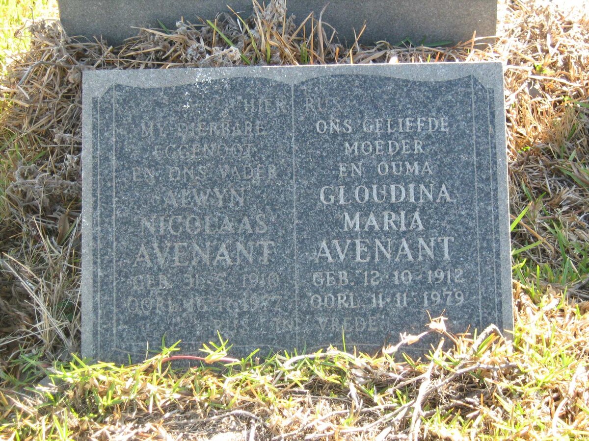 AVENANT Alwyn Nicolaas 1910-1977 &amp; Gloudina Maria 1912-1979