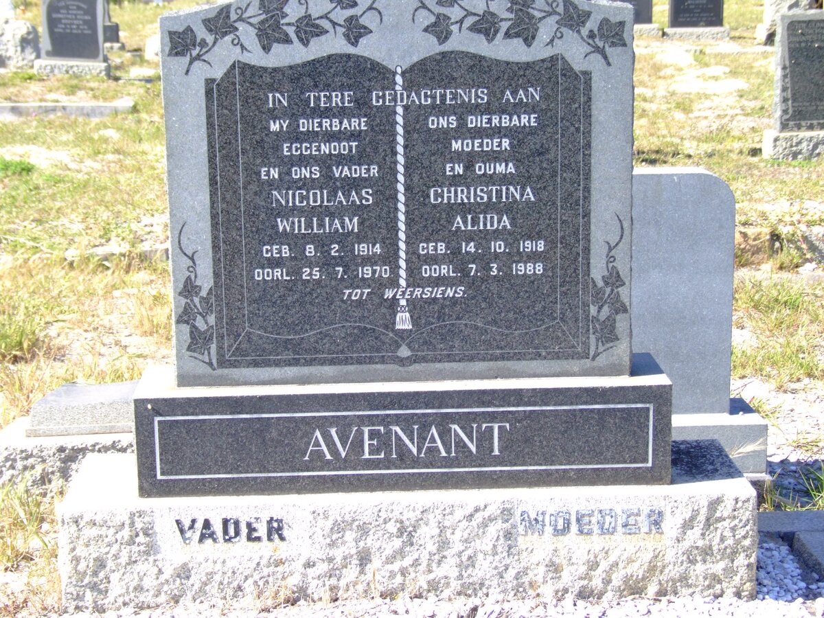 AVENANT Nicolaas William 1914-1970 &amp; Christina Alida 1918-1988
