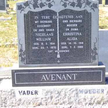 AVENANT Nicolaas William 1914-1970 &amp; Christina Alida 1918-1988