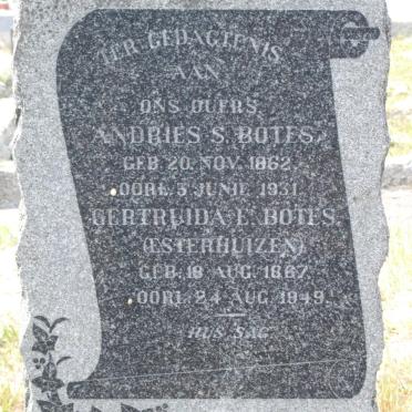 BOTES Andries S. 1862-1931 &amp; Gertruida E. ESTERHUIZEN 1867-1949