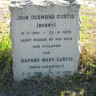 CURTIS John Desmond 1921-1979 &amp; Daphne Mary WEBBSTOCK 1923-1996