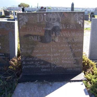 DUBY Gerard Emile 1904 -? &amp; Jacoba Johanna Maria BARNARD 1914-19??