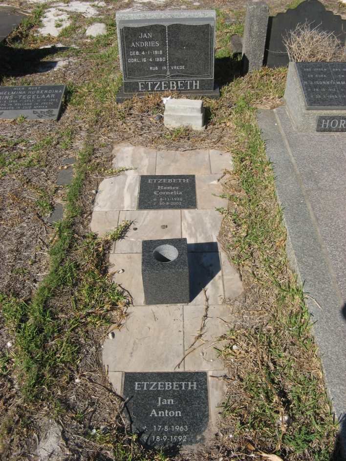 ETZEBETH Jan Andries 1918-1980 :: ETZEBETH Hester Cornelia 1926-2002 :: ETZEBETH Jan Anton 1963-1992