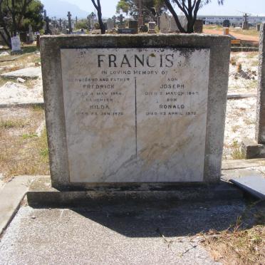 FRANCIS Frederick -1956 :: FRANCIS Joseph -1947 :: FRANCIS Hilda -1970 :: FRANCIS Ronald -1972