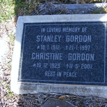 GORDON Stanley 1912-1997 &amp; Christine 1929-2001