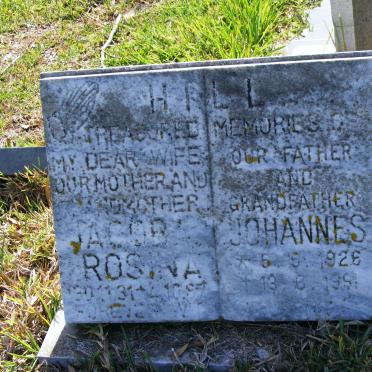 HILL Johannes 1926-1991 &amp; Jacoba Rosina 1931-1987