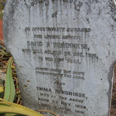 HENDRIKSE David F. -1910 &amp; Emma 1838-1919
