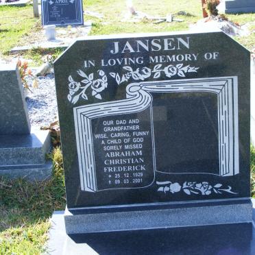 JANSEN Abraham Christian Frederick 1929-2001