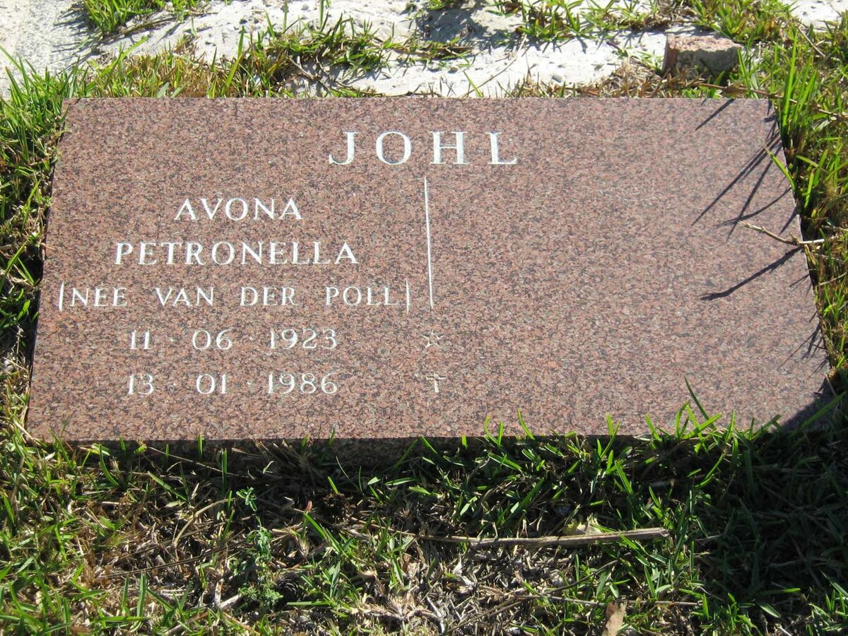 JOHL Avona Petronella nee VAN DER POLL 1923-1986