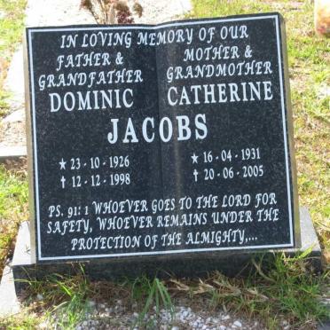 JACOBS Dominic 1926-1998 &amp; Catherine 1931-2005