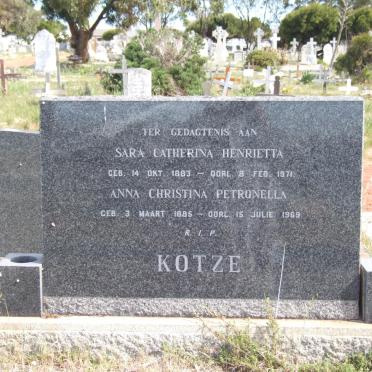 KOTZE Sara Catharina Henrietta 1883-1971 :: KOTZE Anna Christina Petronella 1885-1969
