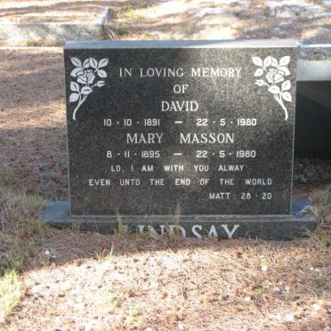 LINDSAY David 1891-1980 &amp; Marry Masson 1895-1980