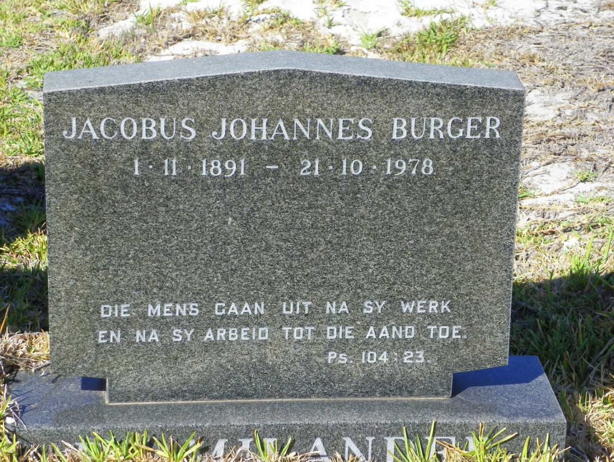 MILANDER Jacobus Johannes Burger, de 1891-1978