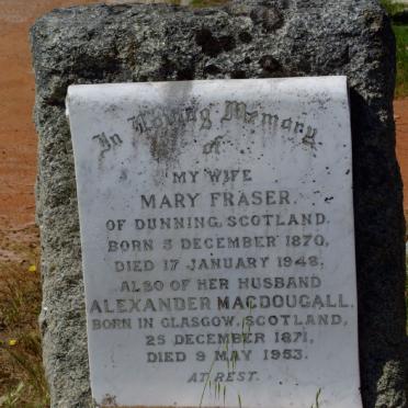MACDOUGALL Alexander 1871-1953 &amp; Mary FRASER 1870-1948