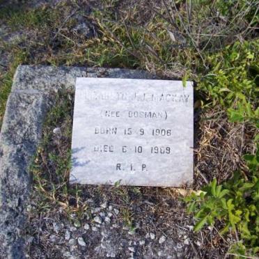 MACKAY Elizabeth J.J. nee BOSMAN 1906-1989