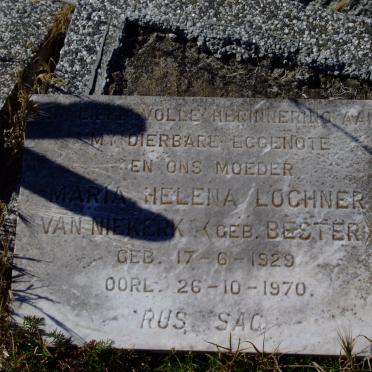 NIEKERK Maria Helena Lochner, van nee BESTER 1929-1970