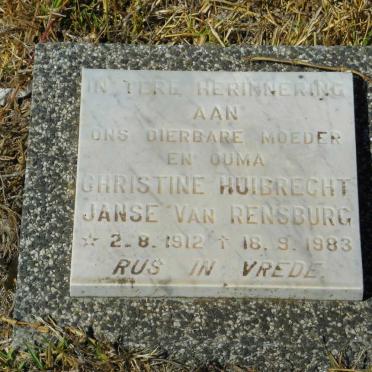 RENSBURG Christine Huibrecht, Janse van 1912-1983
