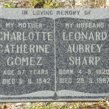 SHARP Leonard Aubrey 1920-1987 :: GOMEZ Charlotte Catherine -1942