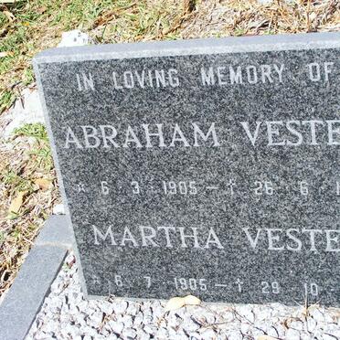 VESTER Abraham 1905-1991 &amp; Martha 1905-1994