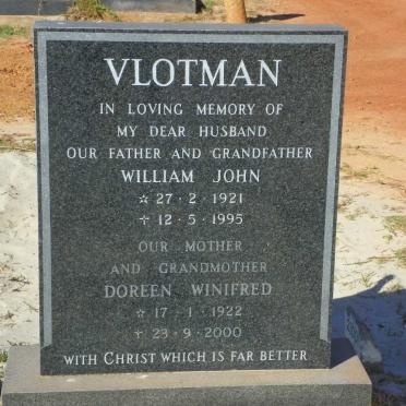 VLOTMAN William John 1921-1995 &amp; Doreen Winifred 1922-2000