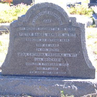 WIT Pieter Daniel Hendrik, de -1950 &amp; Mina Cathrina Fredrika BROCKER -1969