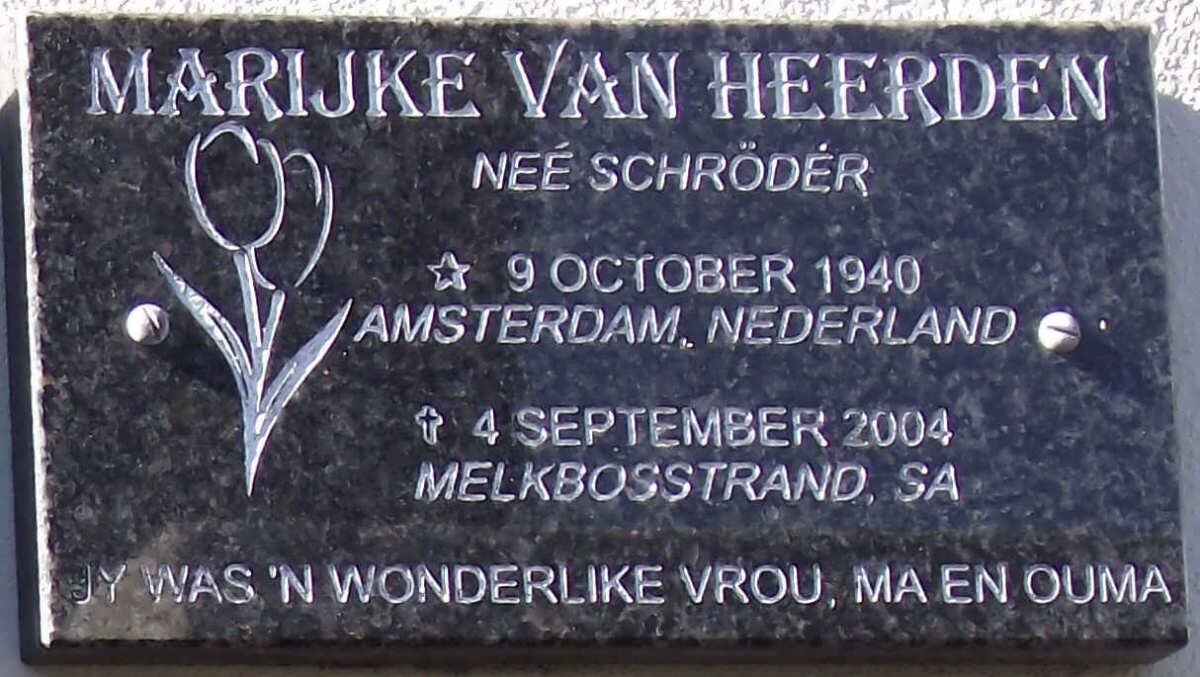 HEERDEN Marijke, van nee SCHRÖDER 1940-2004