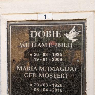 DOBIE William E. 1925-2009 &amp; Maria M. MOSTERT 1926-2016