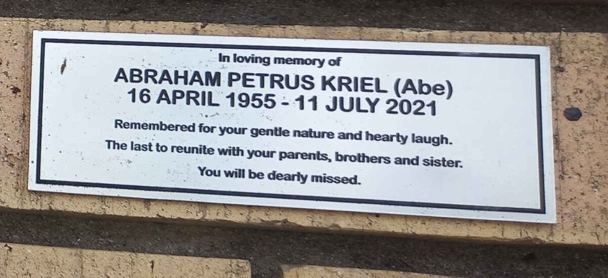 KRIEL Abraham Petrus 1955-2021