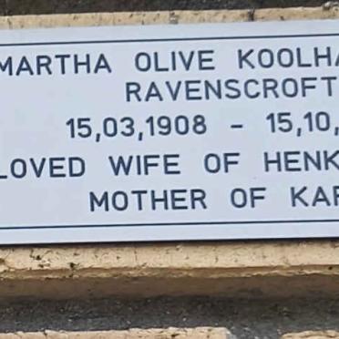 KOOLHAAS Martha Olive nee RAVENSCROFT 1908-1996