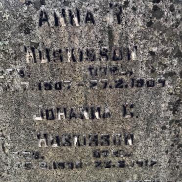 HUSKISSON Johanna C. 1909-1917 :: HUSKISSON Anna R. 1907-1909