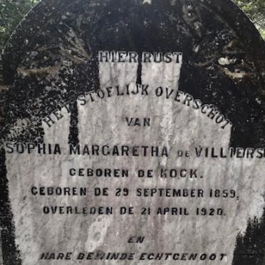 VILLIERS Izak Cornelis Bresler, de -1928 &amp; Sophia Margaretha De KOCK 1859-1920