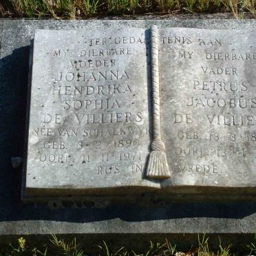 VILLIERS Petrus Jacobus, de 1896-1949 &amp; Johanna Hendrika Sophia VAN SCHALKWYK 1890-1971