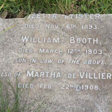 BOOTH William -1903 :: DE VILLIERS Martha -1908 :: PFISTER Rozetta -1893