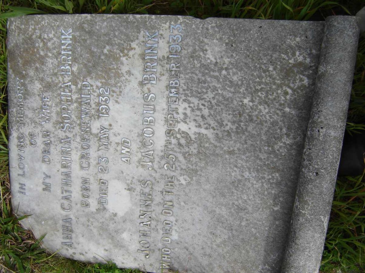 BRINK Johannes Jacobus -1933 &amp; Anna Catharina Sophia  GROENEWALD -1932