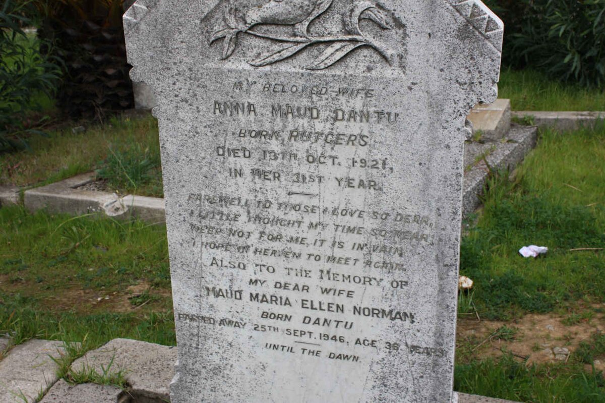 DANTU Anna Maud nee RUTGERS  -1921 :: NORMAN Maud Maria Ellen nee DANTU -1946