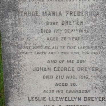 LAIRD Gertrude Maria Frederica nee DREYER -1890 :: DREYER Johan George -1916