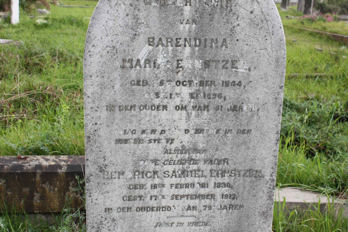 ERNSTZEN Hendrick Samuel 1838-1912 &amp; Barendina Maria 1844-1896