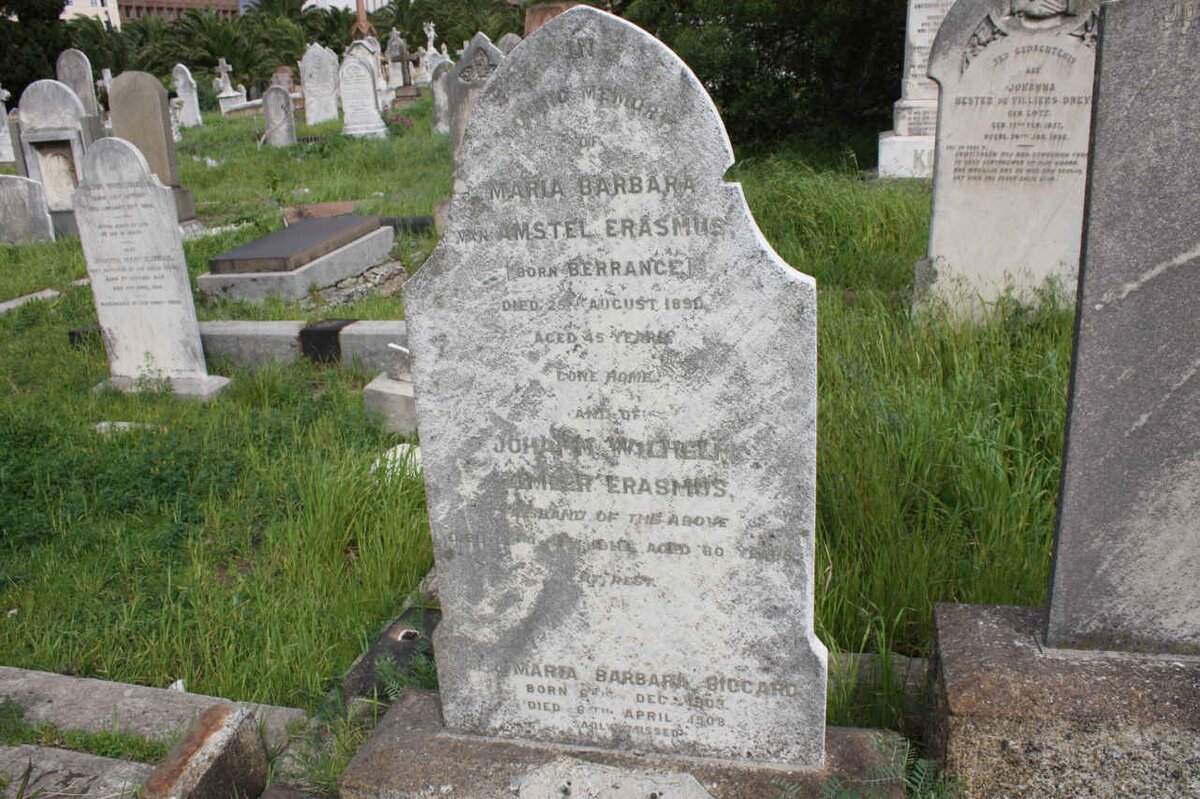 ERASMUS Johann Wilhelm Zimler -1918 &amp; Maria Barbara van Amstel BERRANCE -1890 :: BICCARD Maria Barbara 1903-1908