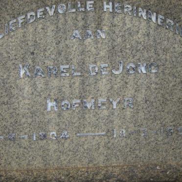 HOFMEYR Karel, de 1904-1954