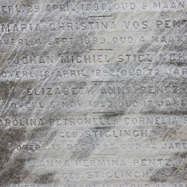 PENTZ Maria Christina Vos -1889 : STIGLINGH Johan Michiel -1892 :: PENTZ Carolina Petronella Corneliia nee STIGLINGH -1895