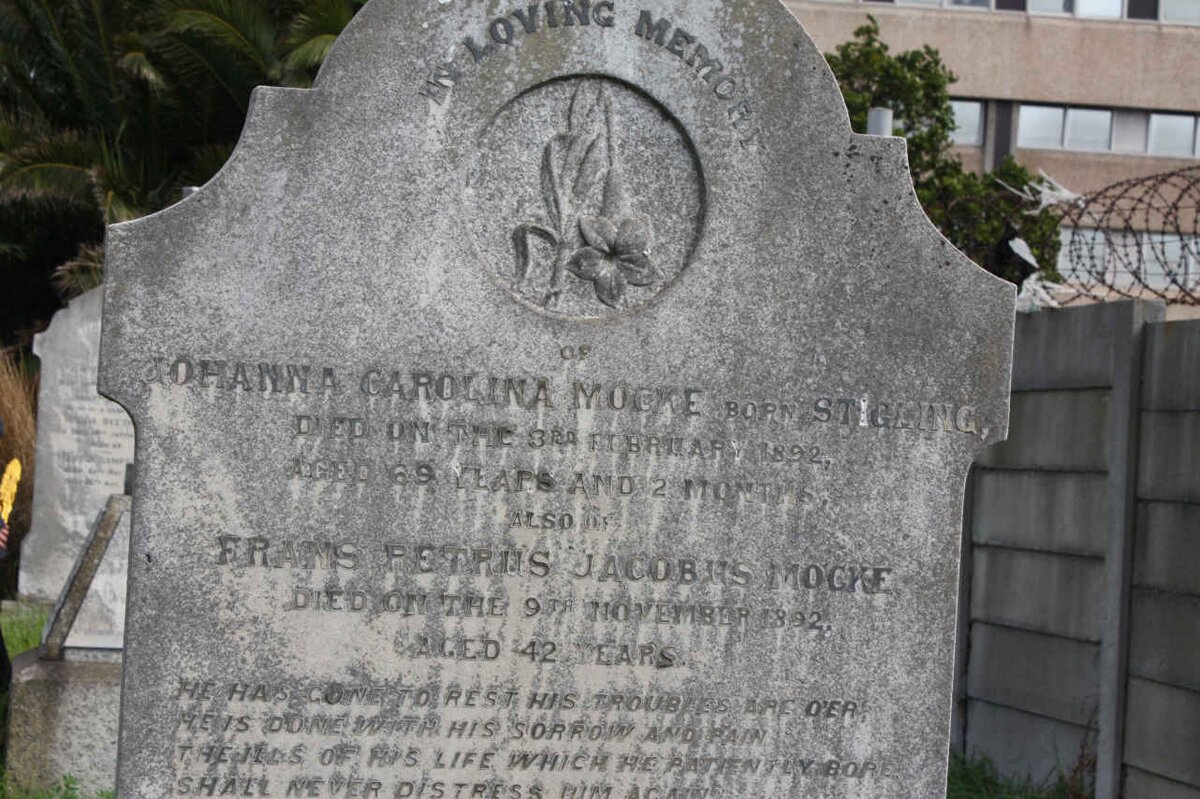 MOCKE Johanna Carolina nee STIGLING -1892 :: MOCKE Frans Petrus Jacobus -1892