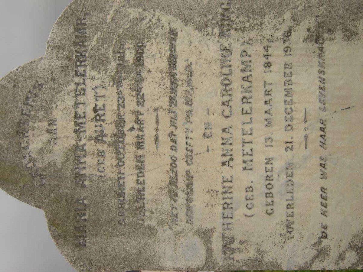 METELERKAMP Maria Anna nee AURET 181?-1900 :: KING Katherine Anna Caroline nee METELERKAMP 1844-1936