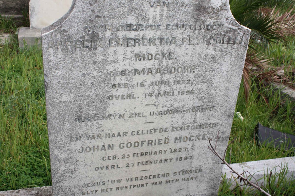 MOCKE Johan Godfried 1823-1897 &amp; Aurelia Emerentia Petronella MAASDORP 1822-1896