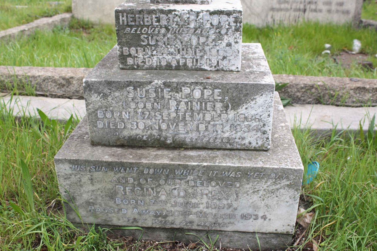 POPE Herbert J.R. 1869-1910 &amp; Susie RAINIER 1866-1934 :: POPE Reginald 1897-1934