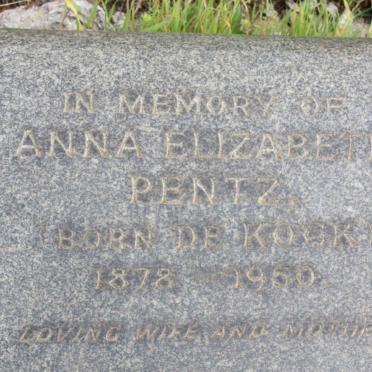 PENTZ Anna Elizabeth nee de KOCK 1878-1950